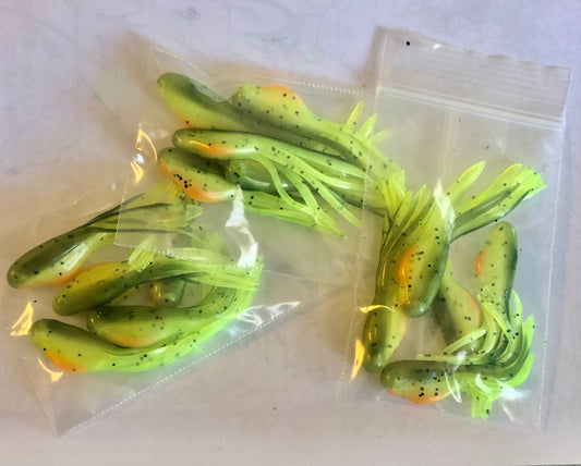 Beer gut perch tubes two options chartreuse or dark green 5pk